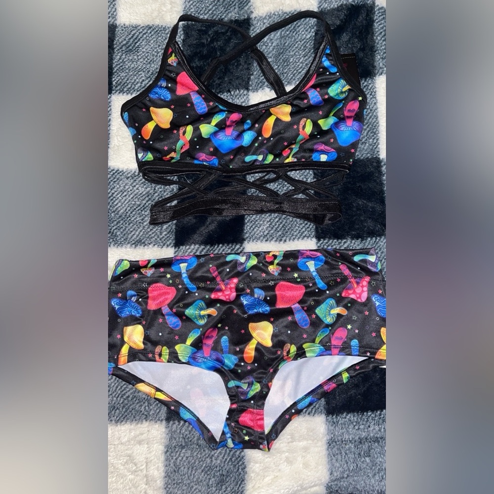 Colorful Mushroom Print Bikini Set